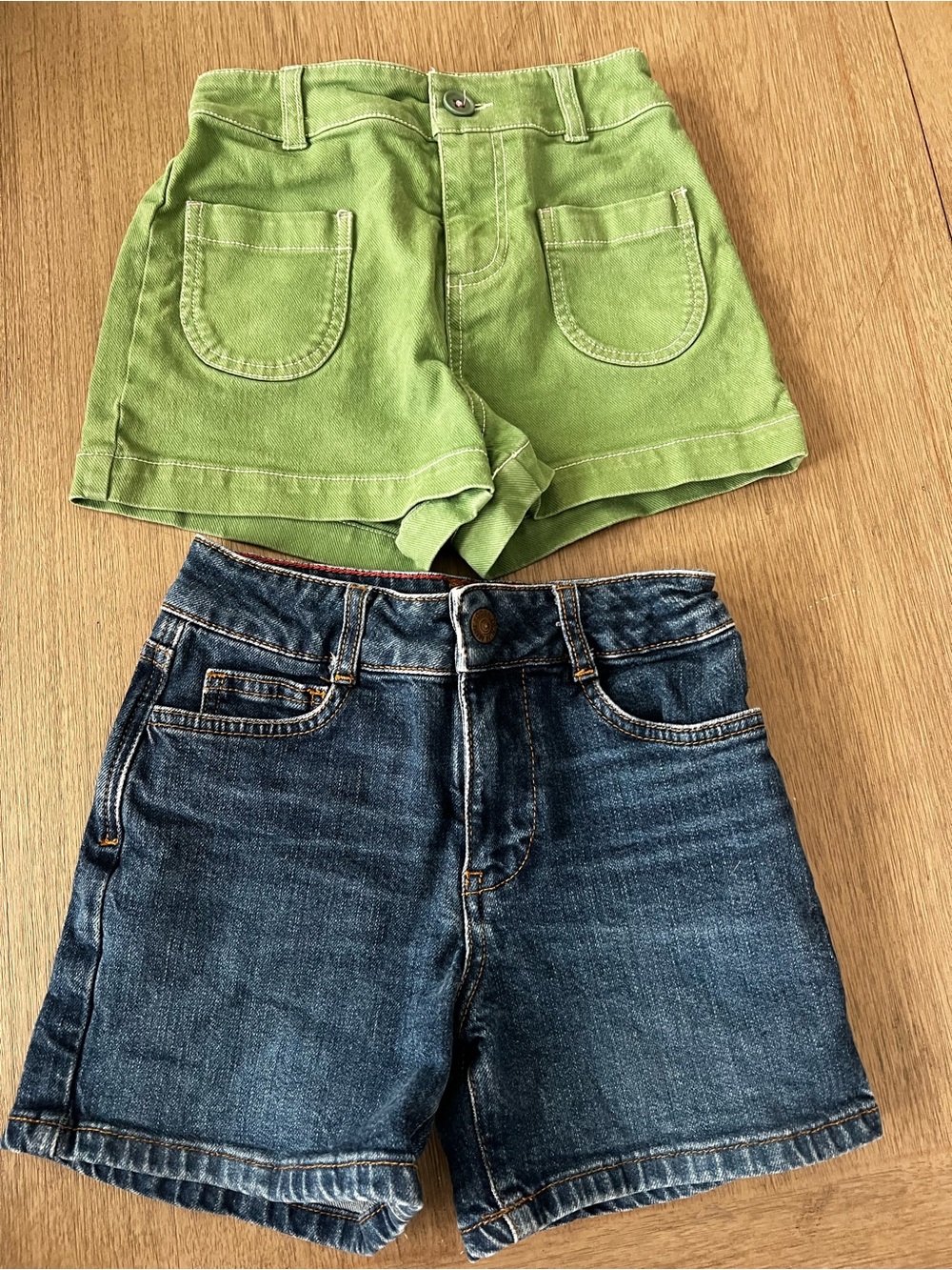Boden Lime Green and Denim Jean Shorts Set
